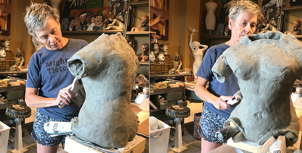 Michelle Wyles Ceramic Sculpture Artist Yakima Tieton Washington Art Gallery Fun Wild Woman Working Tools Studio Bust Design Technique